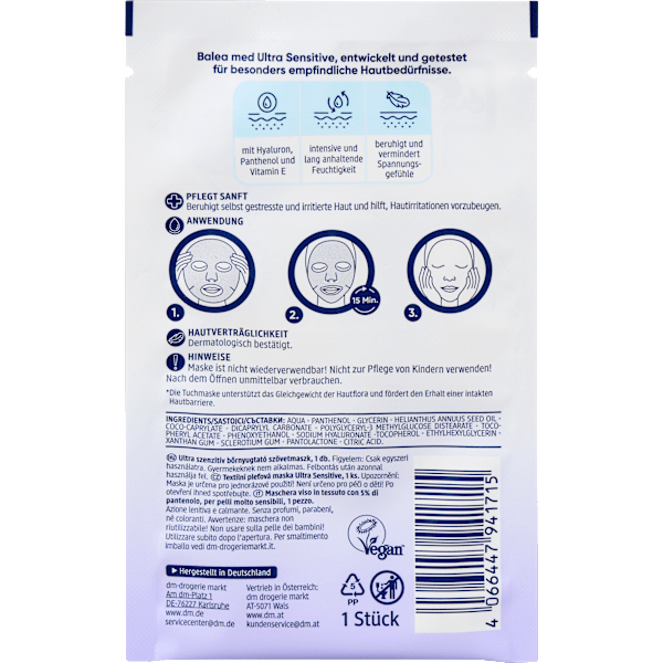 Tuchmaske Panthenol Ultra Sensitive Balea med