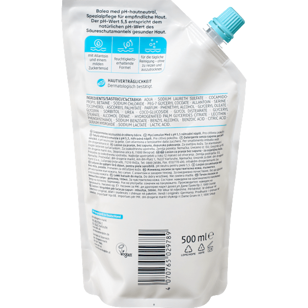 Waschlotion seifenfrei & hautneutral, Nachfüllpack Balea med