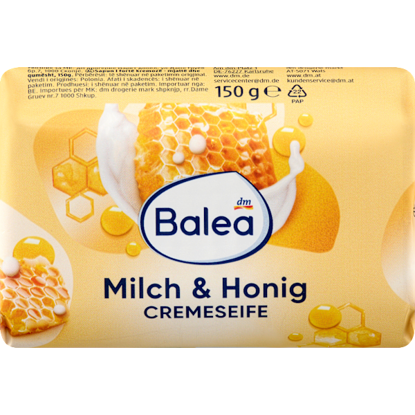 Seifenstück, Cremeseife Milch & Honig Balea