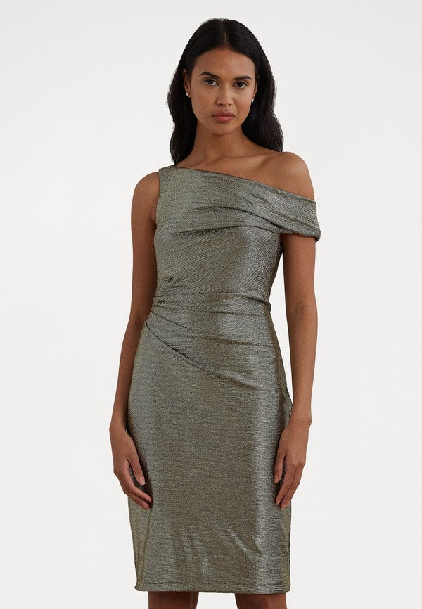 Lauren Ralph Lauren METALLIC ONE SHOULDER COCKTAIL DRESS