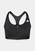 adidas Performance OPTIME ESSENTIALS WORKOUT ZIP-FRONT MEDIUM SUPPORT - Medium support sports bra - black