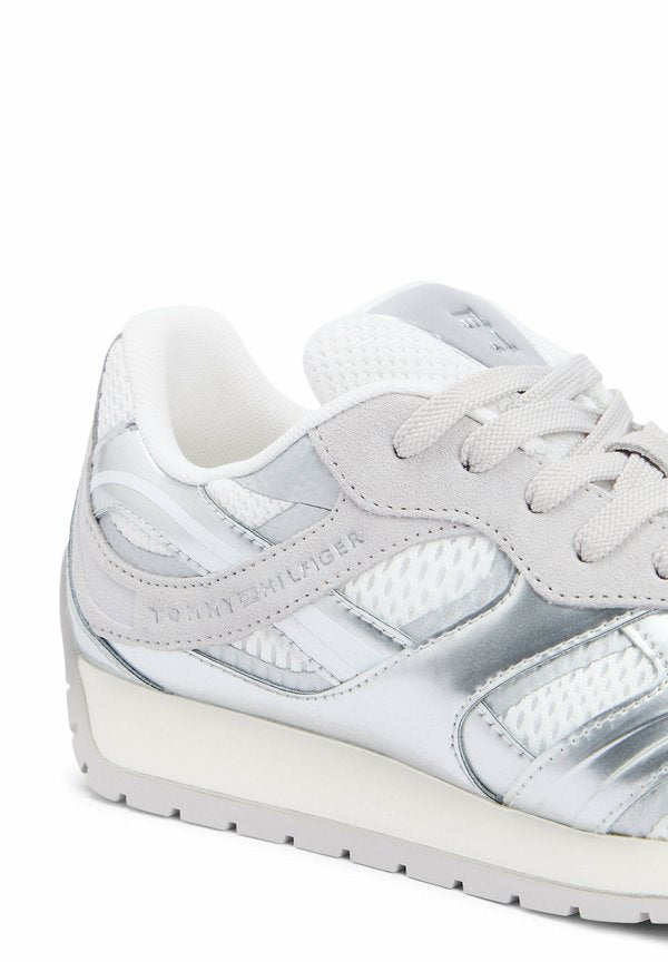 Tommy Hilfiger MIXED TEXTURE METALLIC TRAINERS WITH LEATHER