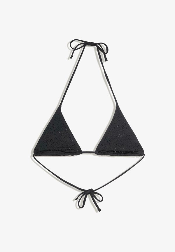 Bershka TRIANGLE WITH RHINESTONES - Bikini top - black