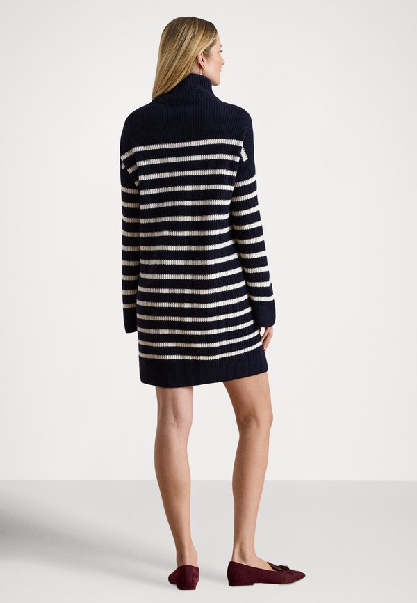 Lauren Ralph Lauren STRIPED WOOL-CASHMERE TURTLENECK DRESS