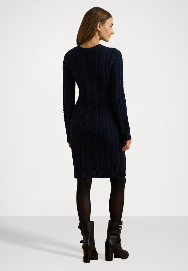 Lauren Ralph Lauren BUTTON TRIM ARAN KNIT SWEATER DRESS