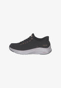 Skechers CONTOUR FOAM - Trainers - black mesh/duraleather/leather/rose gold trim