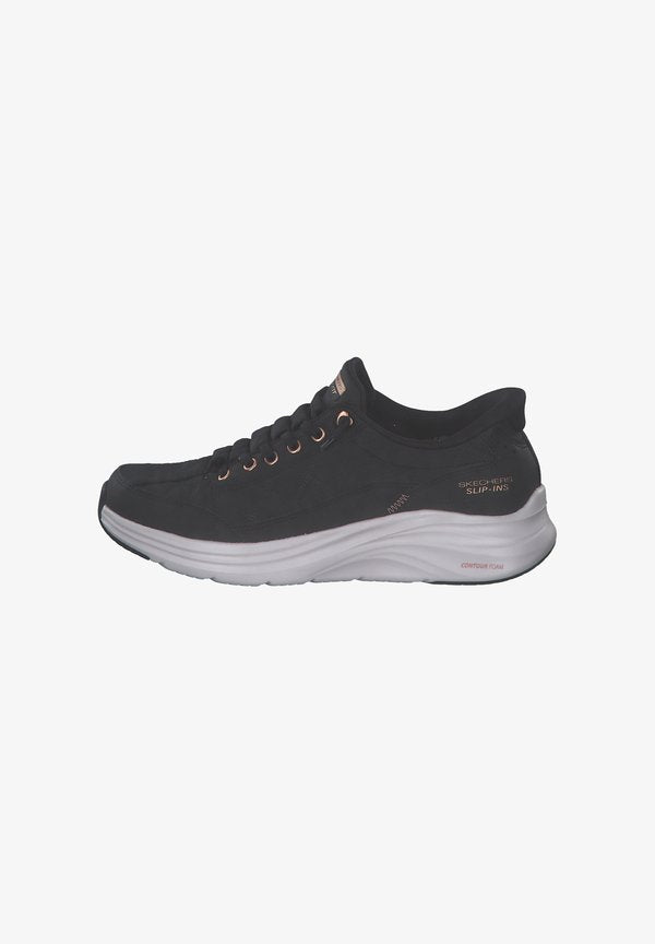 Skechers CONTOUR FOAM - Trainers - black mesh/duraleather/leather/rose gold trim