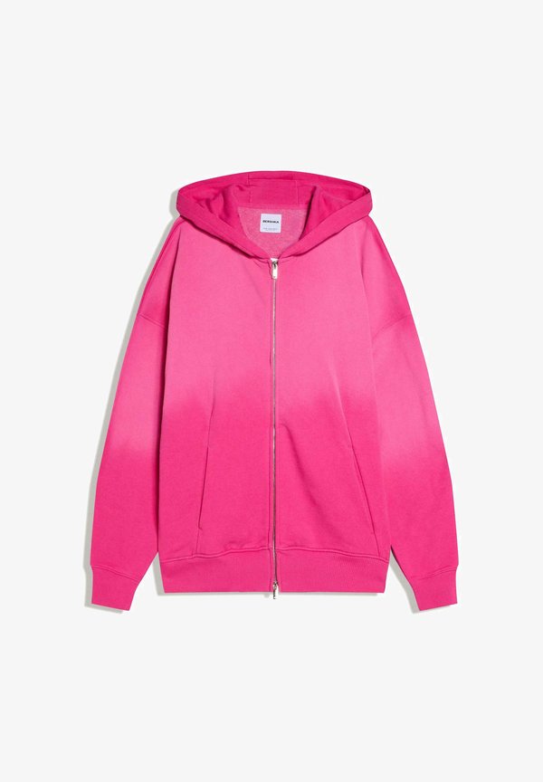 Bershka HOODIE - Zip-up sweatshirt - pink