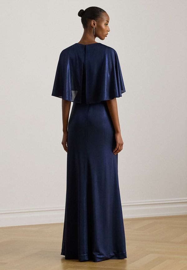 Lauren Ralph Lauren METALLIC JERSEY TWIST-FRONT CAPE GOWN