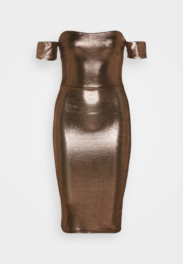 WAL G. PARTY IZZY OFF SHOULDER MIDI
