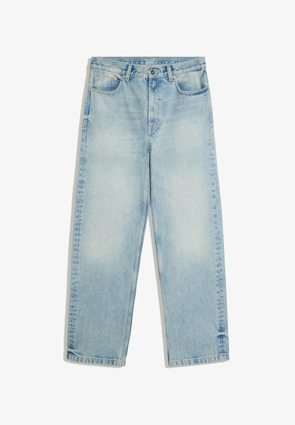 Bershka STRAIGHT WIDE JEANS - Straight leg jeans - blue denim