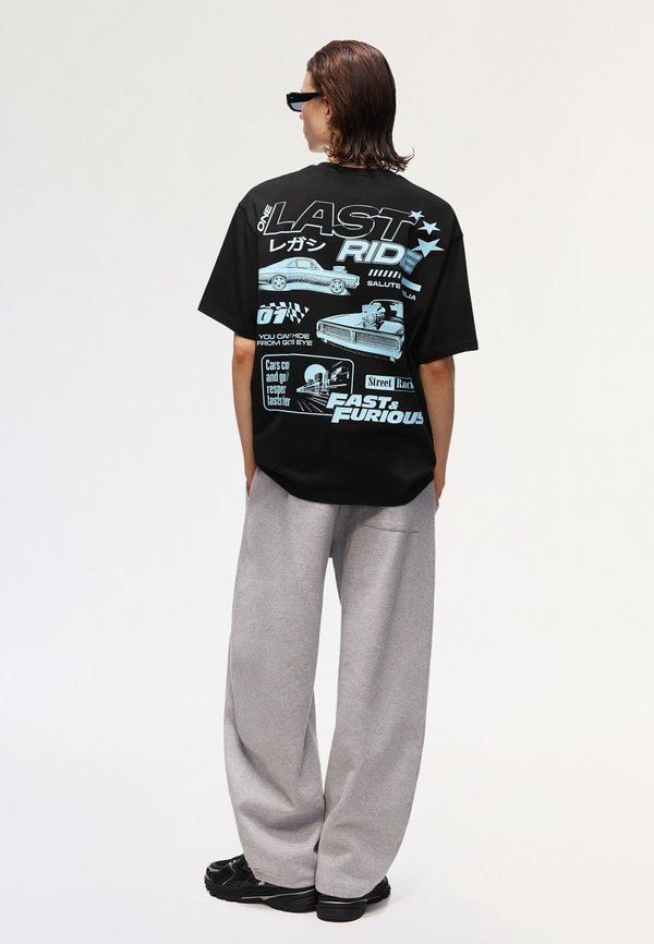 Bershka FAST FURIOUS - Print T-shirt - black