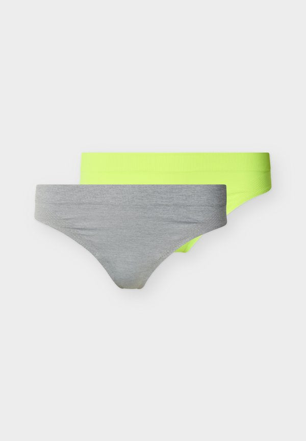 Puma WOMEN SPORT STRING 2 PACK - Thong - grey melange/lime