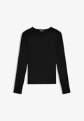Bershka LONG SLEEVE ROUND NECK - T-SHIRT - Long sleeved top - black