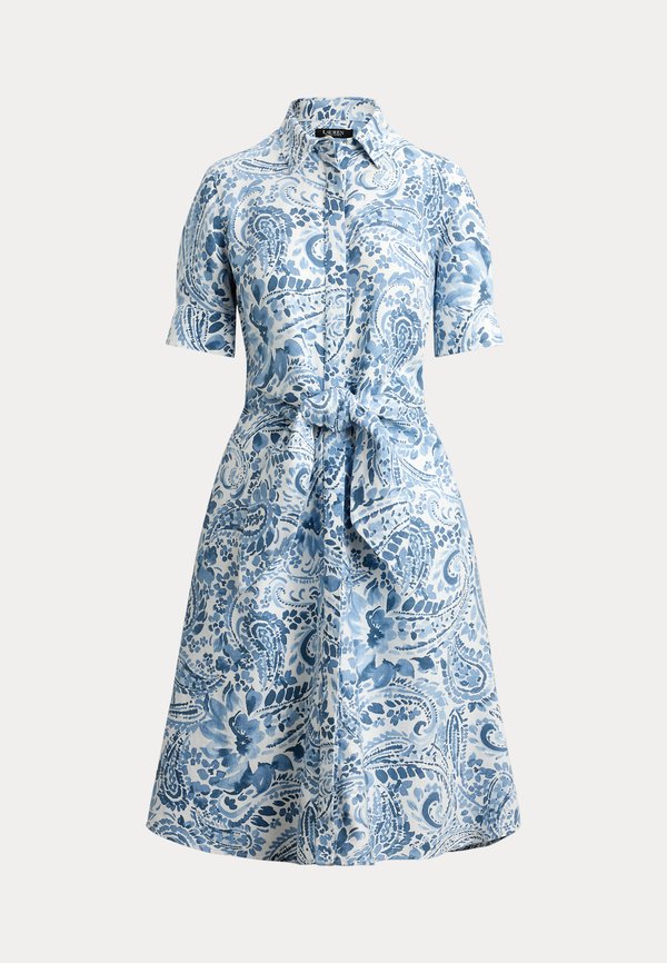 Lauren Ralph Lauren PAISLEY TIE-FRONT LINEN SHIRTDRESS