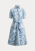 Lauren Ralph Lauren PAISLEY TIE-FRONT LINEN SHIRTDRESS