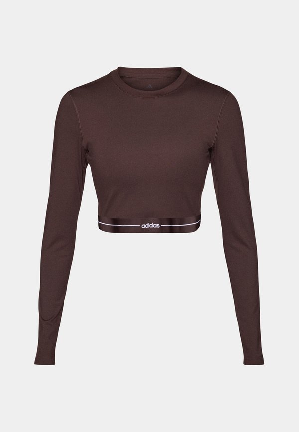adidas Performance HYPERGLAM CROPPED LONG SLEEVE - Long sleeved top - aurora coffee