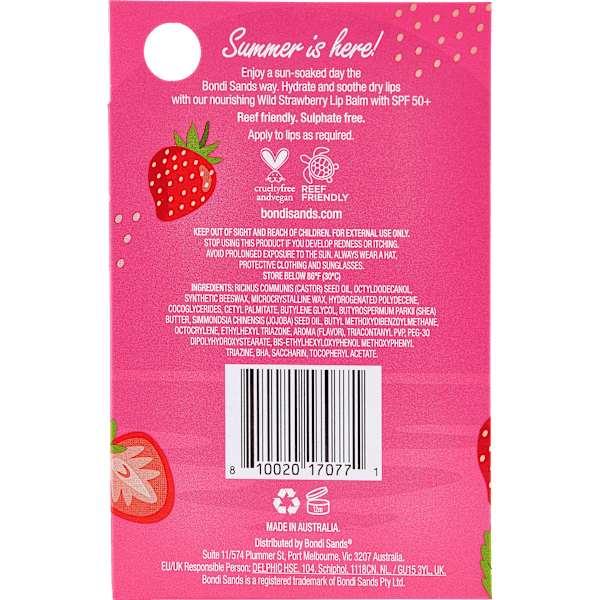 Lip Balm Strawberry LSF 50+ Bondi Sands