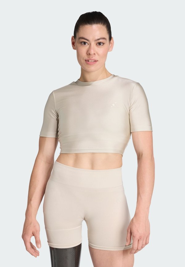 adidas Performance WORKOUT ESSENTIALS SHINE - Sports T-shirt - beige
