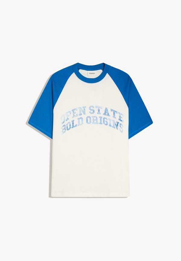 Bershka PRINTED RAGLAN T-SHIRT - Print T-shirt - dark blue