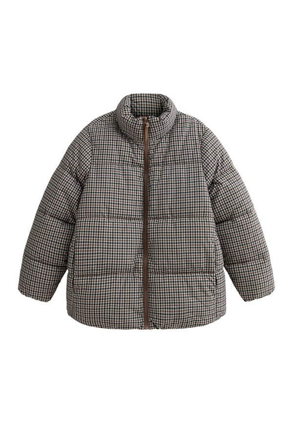 New Look Curves CURVES HOUNDSTOOTH CHECK PATTERN CROPPED PUFFER