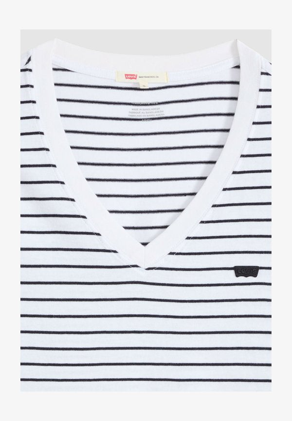 Levi's® FAVORITE V-NECK HM PEACOAT - Print T-shirt - golf course stripe b - whites -