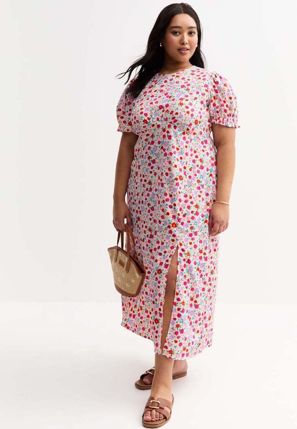 New Look Curves CURVES FLORAL PRINT MIDI