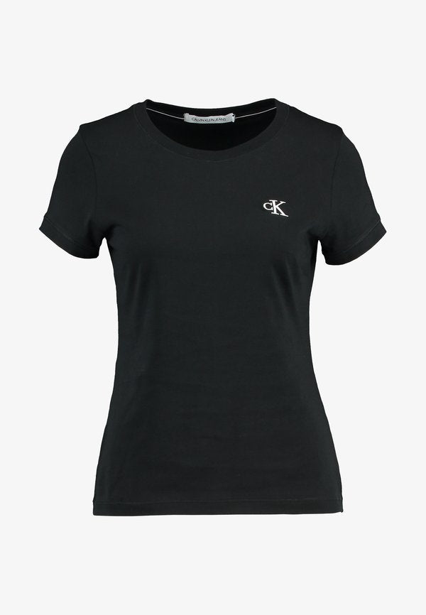 Calvin Klein Jeans EMBROIDERY SLIM TEE - Basic T-shirt - black
