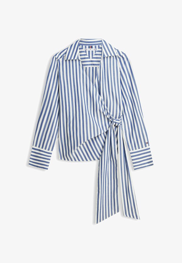 Tommy Hilfiger WRAP KNOT  - Blouse - wide banker stp ecru seashore
