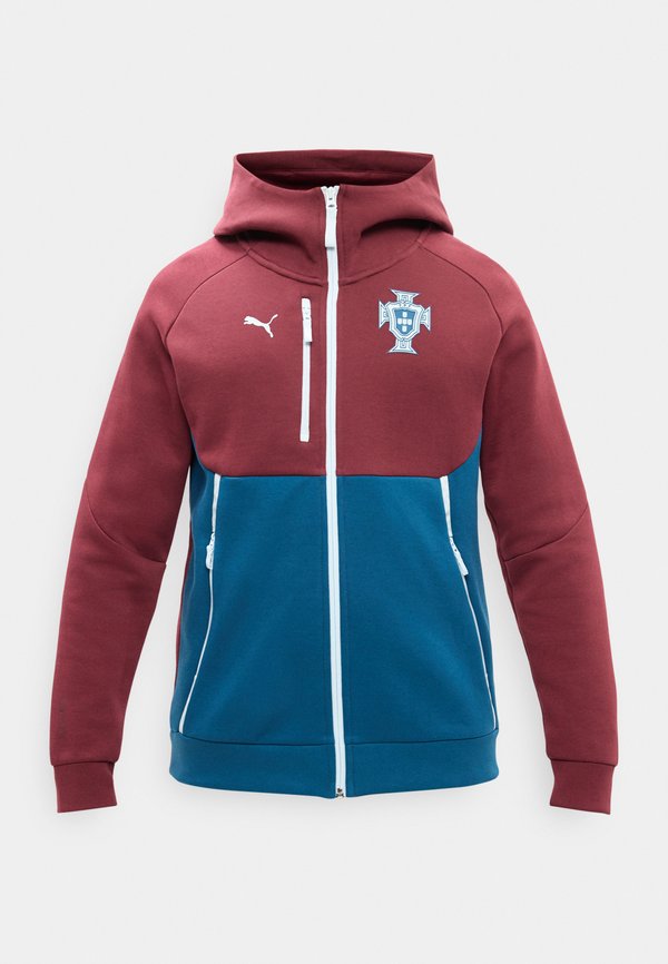 Puma PORTUGAL FPF HOODIE - National team wear - ruby shimmer/ocean tropic
