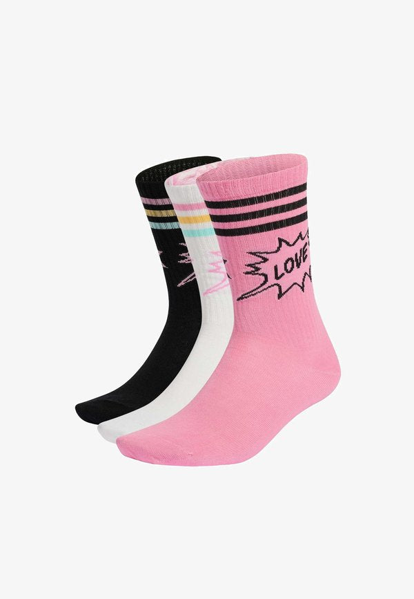 adidas Originals ADIDAS ORIGINALS PRIDE CREW SOCKS 3 PAIRS UNISEX - Socks - white black st tropic bloom