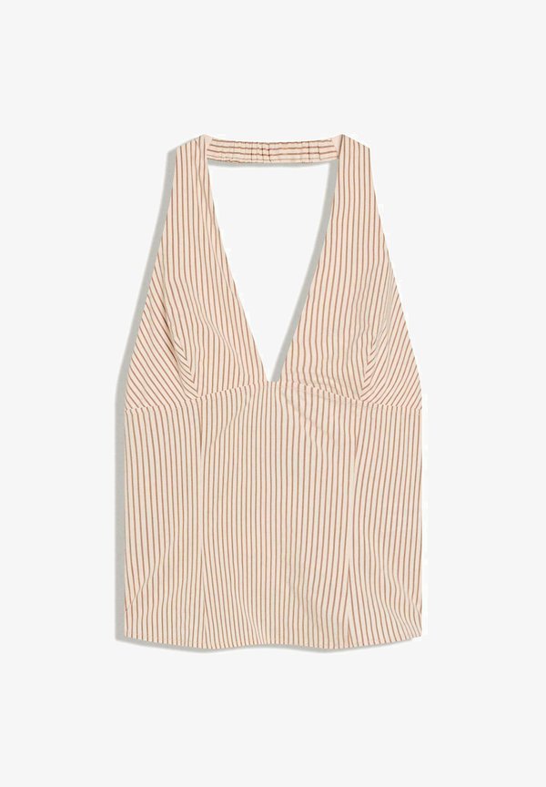 Bershka FRONT ZIP TOP - Blouse - beige
