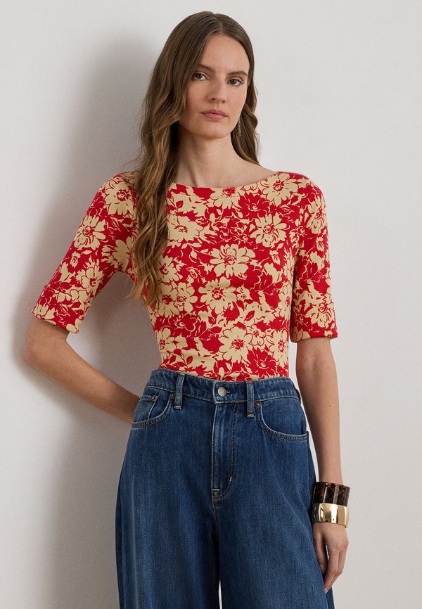 Lauren Ralph Lauren FLORAL STRETCH COTTON BOATNECK TEE
