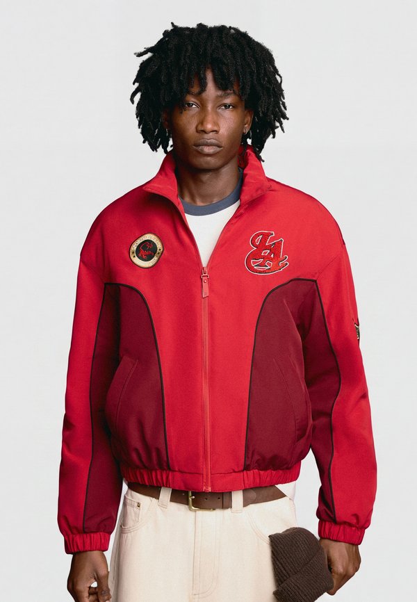 Bershka PRINTED ZIP-UP JACKET - Light jacket - red