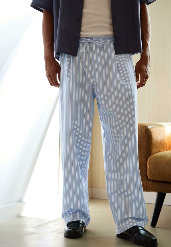 Bershka STRIPES SUPER BAGGY- TROUSERS - Trousers - dark blue