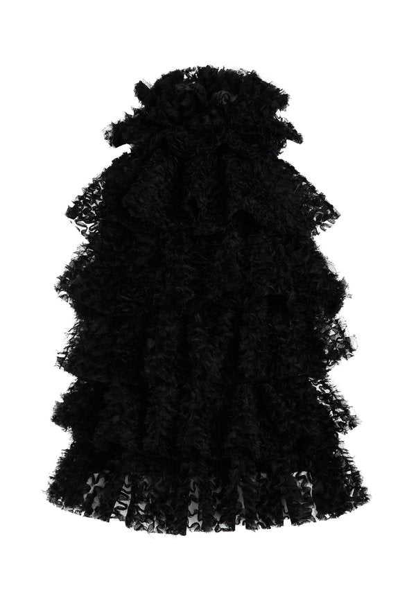 KARL LAGERFELD KARL STUDIO RUFFLE MESH TOP