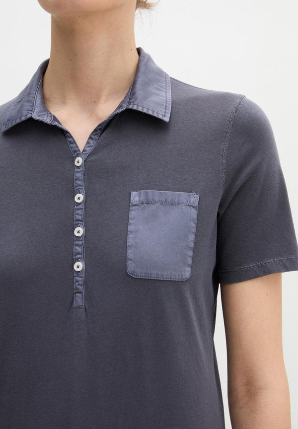 Marc O'Polo MARC O'POLO KURZARM POLOSHIRT SLIM MIT MATERIAL-MIX-DETAILS