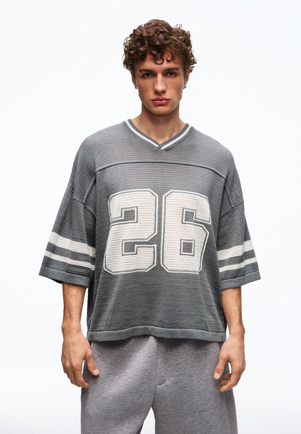 Bershka SHORT SLEEVE SPORT - Print T-shirt - grey