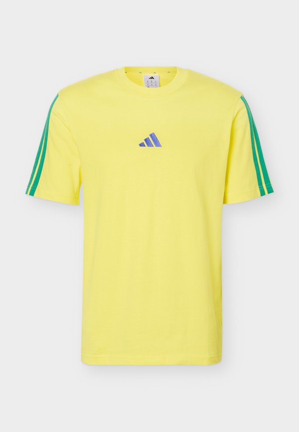 adidas Sportswear ESSENTIALS THREE STRIPES SINGLE - Print T-shirt - bright yellow/bold green