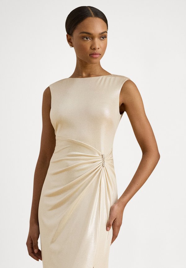 Lauren Ralph Lauren BUCKLE-TRIM METALLIC JERSEY GOWN