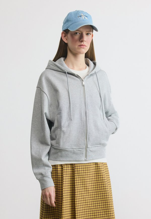 Calvin Klein Jeans MONOGRAM RELAXED  - Zip-up sweatshirt - heroic grey heather