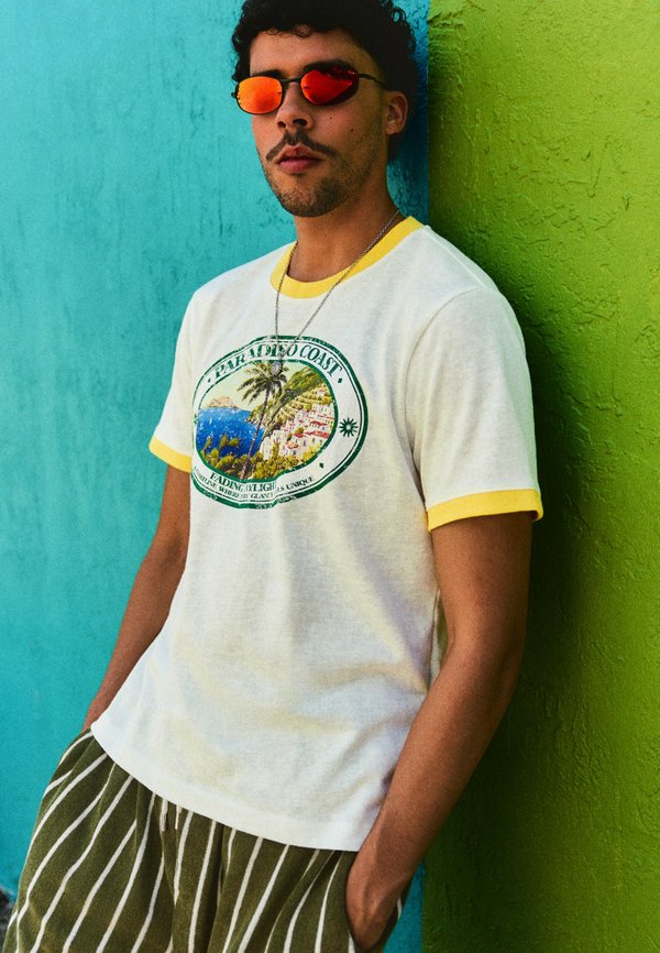 Bershka Print T-shirt - white