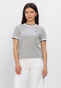 Calvin Klein CALVIN KLEIN DAMES T-SHIRTS SS CTN MONOGRAM STRIPE TRIM TEE. - Basic T-shirt - p heroic grey heather