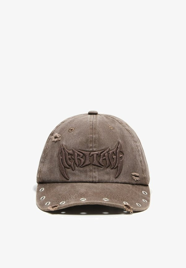 Bershka WITH EYELETS AND EMBROIDERY - CAP - Cap - dark brown