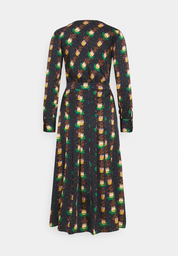 Scotch & Soda PRINTED V-NECK MIDI LENGTH DRESS WITH PLEATS