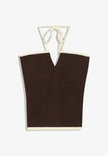 Bershka CONTRAST PIPING BANDEAU TOP - Top - dark brown