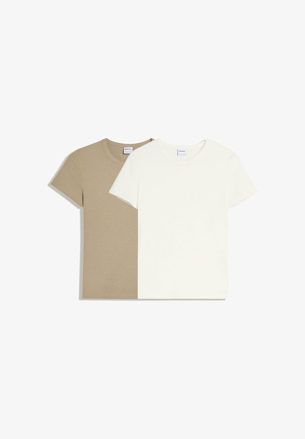 Bershka PACK OF 2- SHORT SLEEVE - Basic T-shirt - beige