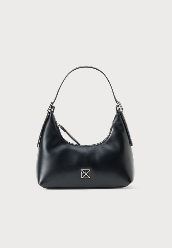 Calvin Klein EMBLEM HW LEATHER MINI SHOULDER BAG - Handbag - black