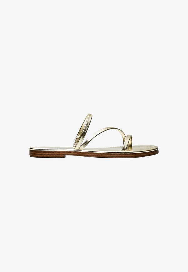 Bershka MULTIPLE STRAP - FLAT SANDALS - Mules - gold-coloured