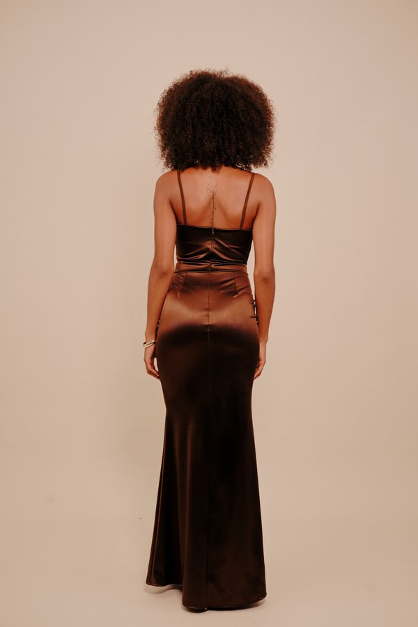WAL G. EMILIE HEART NECKLINE MAXI